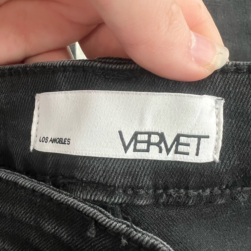 VERVET Black Night Reflection High Rise Distressed Crop Skinny Jeans - Size 16 - Picture 5 of 10